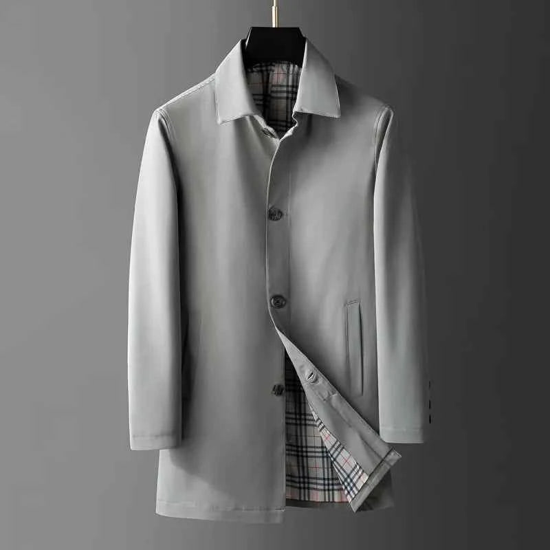 Men's Tailored Trench Coat Gray
