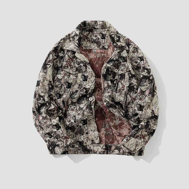 Men's Tapestry Jacket - Stylish and Versatile Outerwear Feline