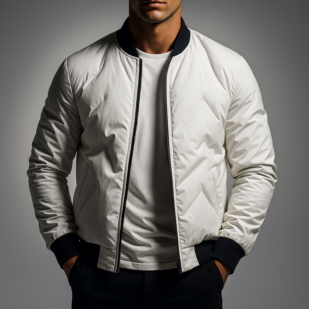 Men's Tech Bomber Jacket White