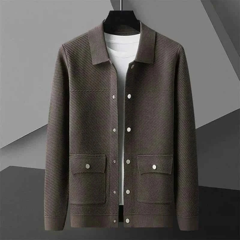 Men's Textured Knit Wool Jacket Brown
