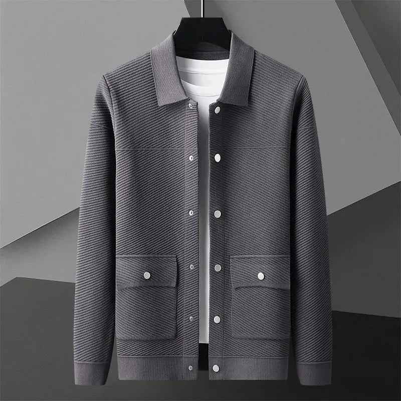 Men's Textured Knit Wool Jacket Dark Gray
