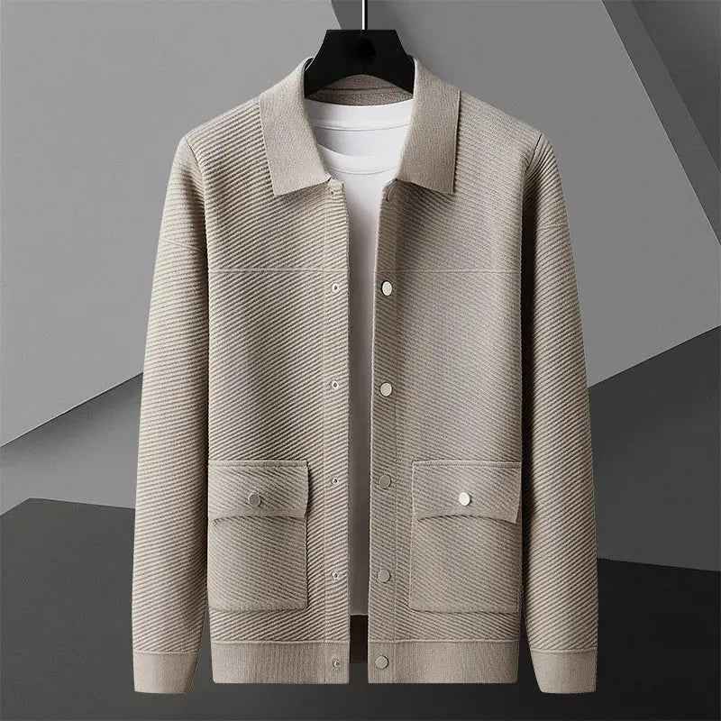 Men's Textured Knit Wool Jacket Khaki