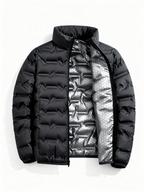 Men's Down Cotton Elastic Cuffs Zipper Solid Red Winter Jacket Black