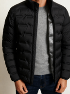 Men's Down Cotton Elastic Cuffs Zipper Solid Red Winter Jacket