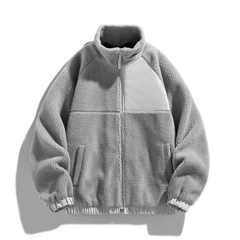 Men's Thick Fleece Zipper Jacket Gray