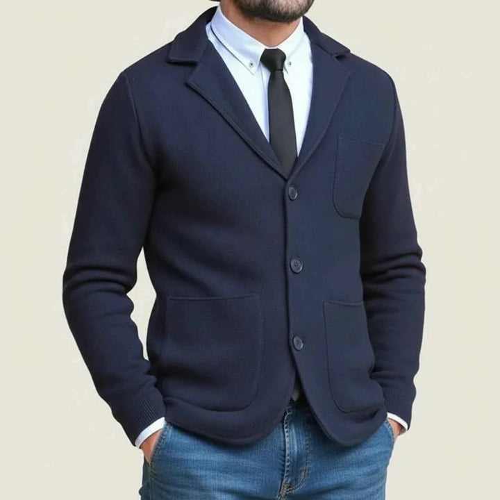 Men's Three-Button Blazer Jacket Navy Blue