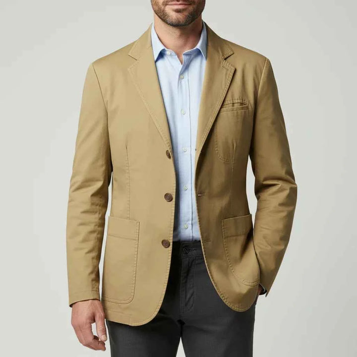 Men's Three-Button Casual Blazer Khaki