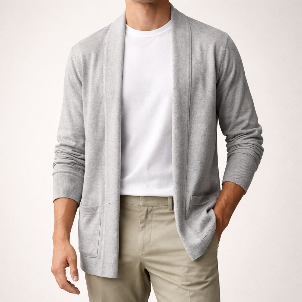 Men's Torino Knit Cardigan - Stylish and Comfortable Knitwear Light Gray