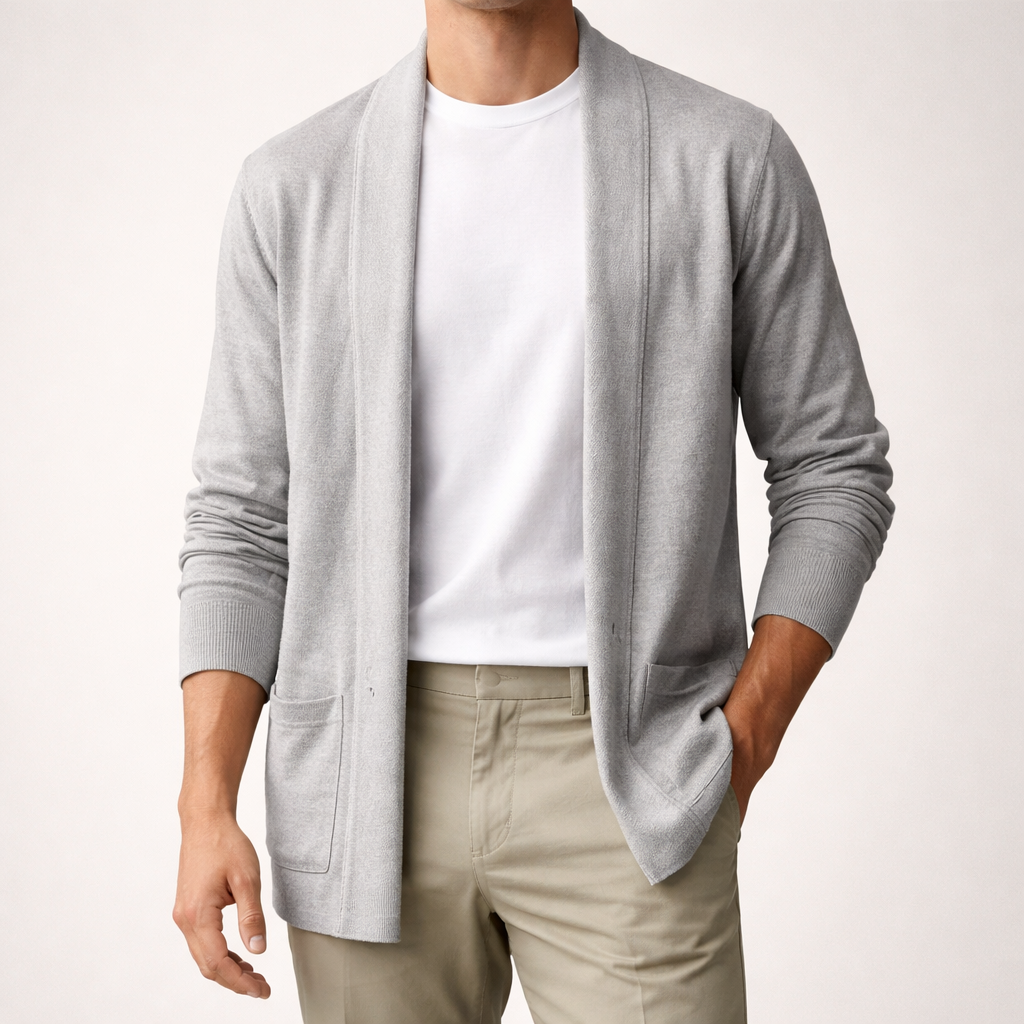 Men's Torino Knit Cardigan - Stylish and Comfortable Knitwear Light Gray