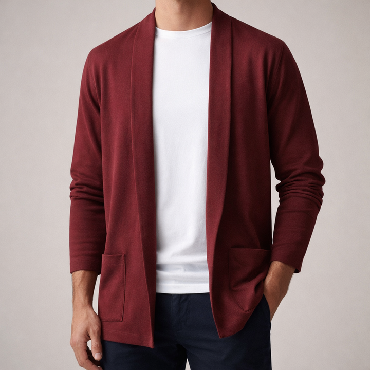Men's Torino Knit Cardigan - Stylish and Comfortable Knitwear Red