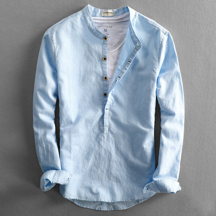 Men's Trendy Linen Shirt Light Blue