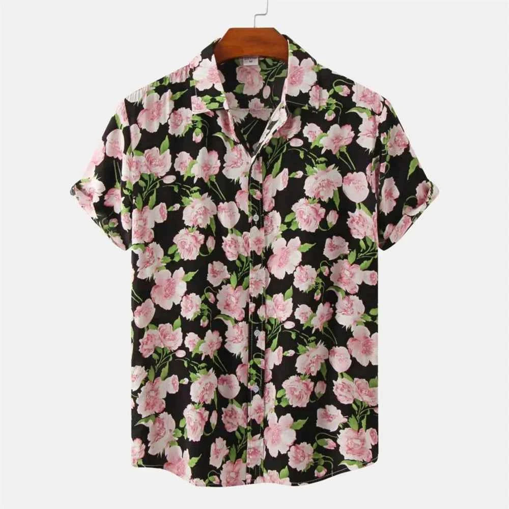 Men's Tropical Print Shirt Midnight Hibiscus