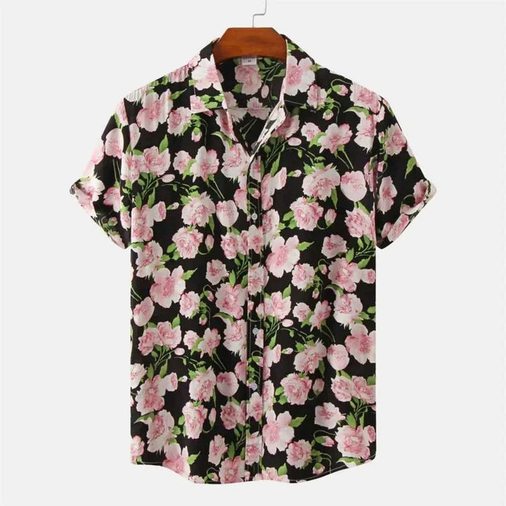 Men's Tropical Print Shirt Midnight Hibiscus