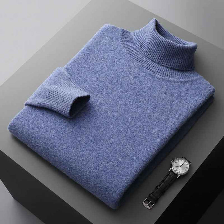 Men's Turtleneck Sweater - Classic Style and Comfort Blue