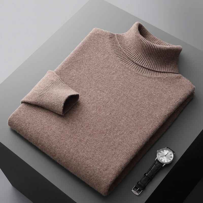 Men's Turtleneck Sweater - Classic Style and Comfort Dark Brown