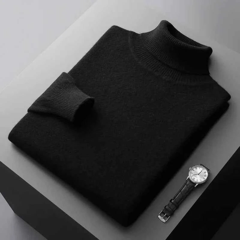 Men's Turtleneck Sweater - Classic Style and Comfort Black