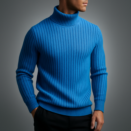 Men's Turtleneck Textured Ribbed Cuffs Turtleneck Winter