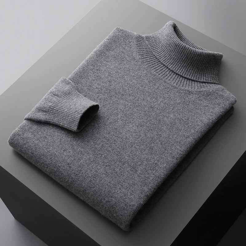 Men's Turtleneck Sweater - Stylish and Cozy Knit Dark Gray