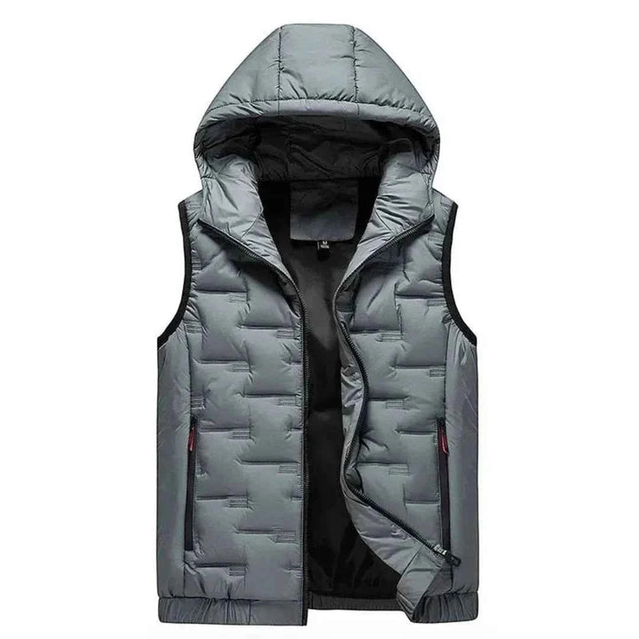 Men's Ultra-Light Hooded Down Vest in Amber Slate