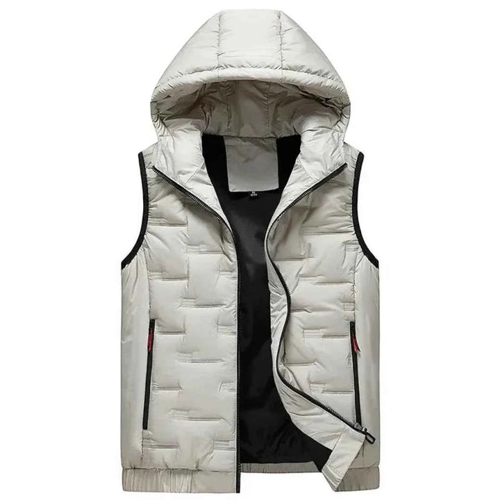 Men's Ultra-Light Hooded Down Vest in Amber Ivory