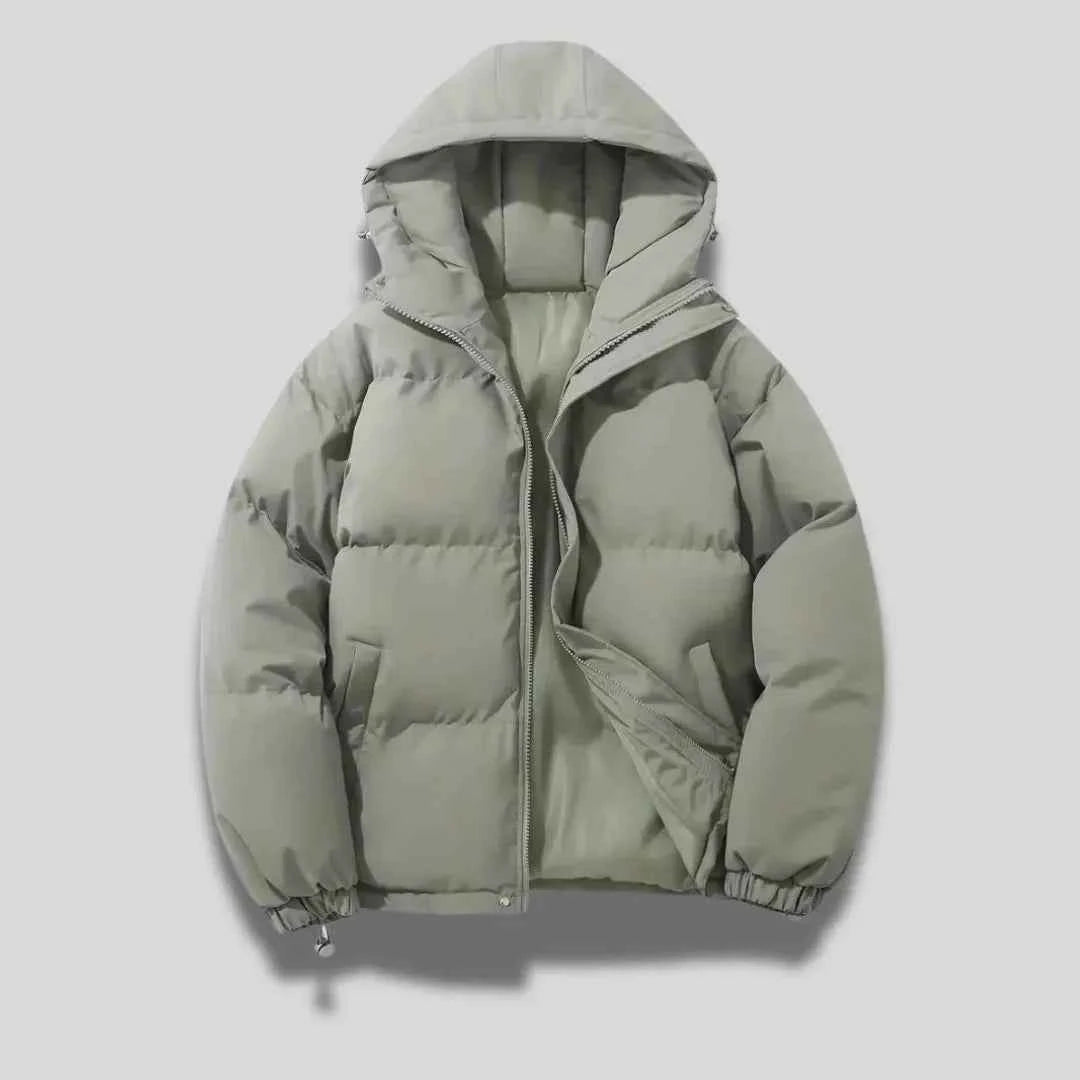 Men's Ultra-Warm Hooded Puffer Jacket Light Gray