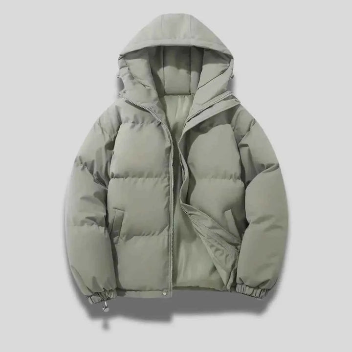 Men's Ultra-Warm Hooded Puffer Jacket Light Gray