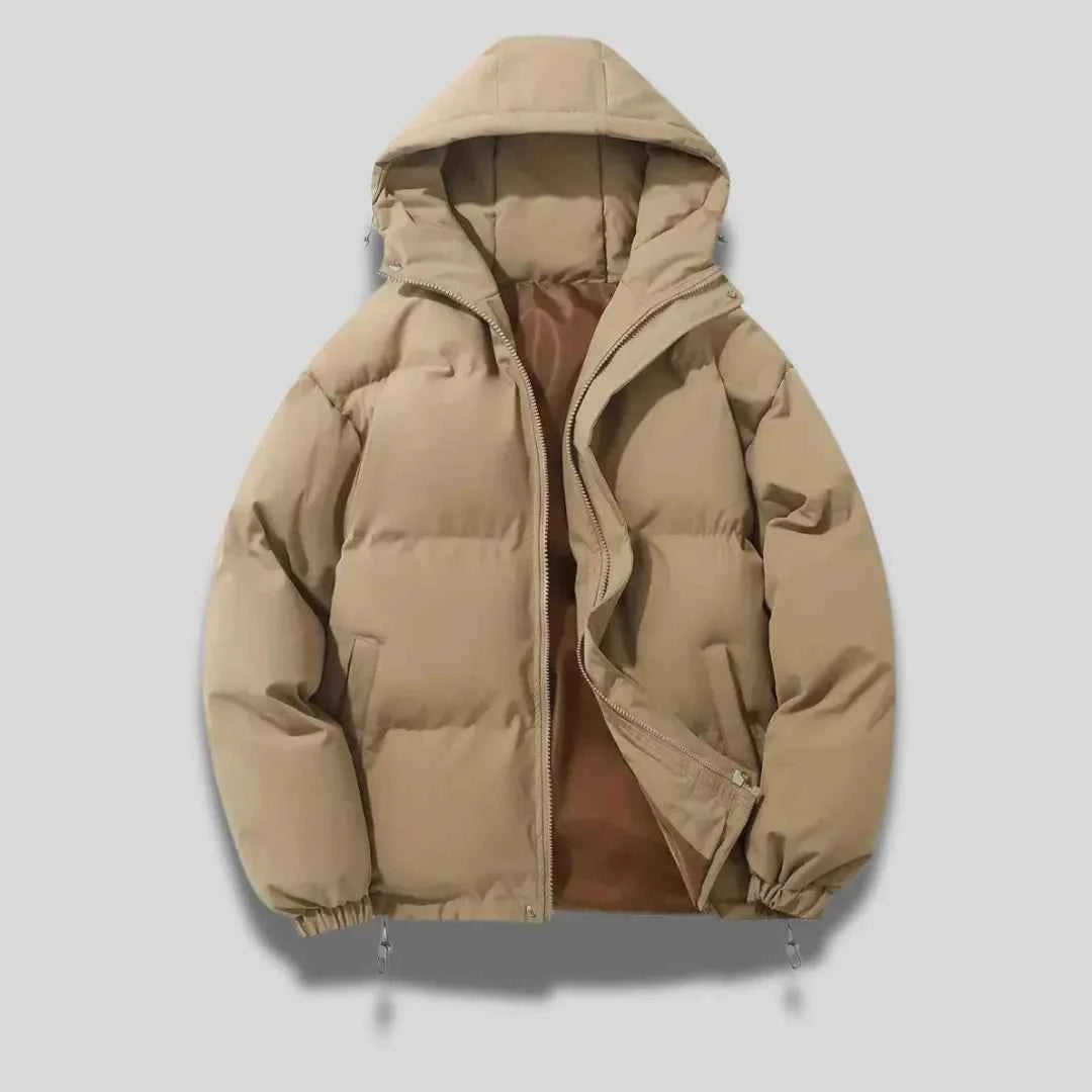 Men's Ultra-Warm Hooded Puffer Jacket Beige