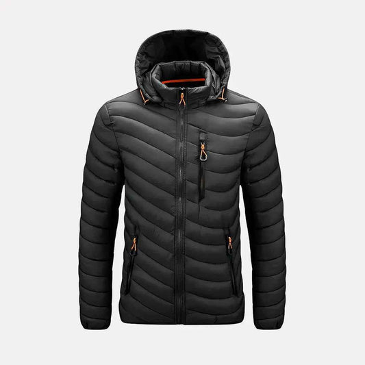 Men's Polyester Hooded Jacket Winter Essential Outerwear Black