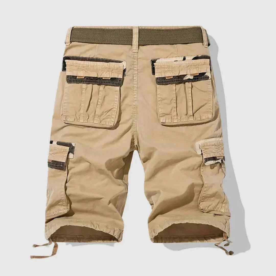 Men's Cotton Shorts Relaxed Pockets Khaki Drawstring Black