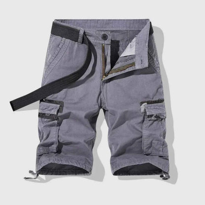 Men's Cotton Shorts Relaxed Pockets Khaki Drawstring Black Gray