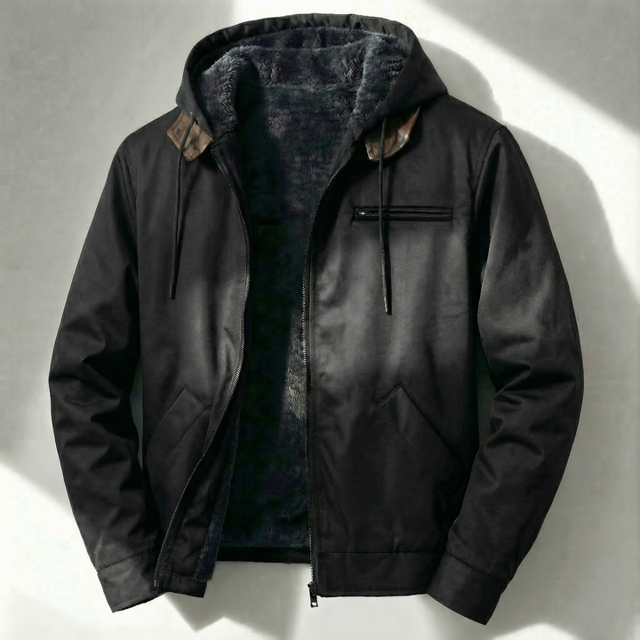 Men's Utility Windbreaker Jacket with Lining Black