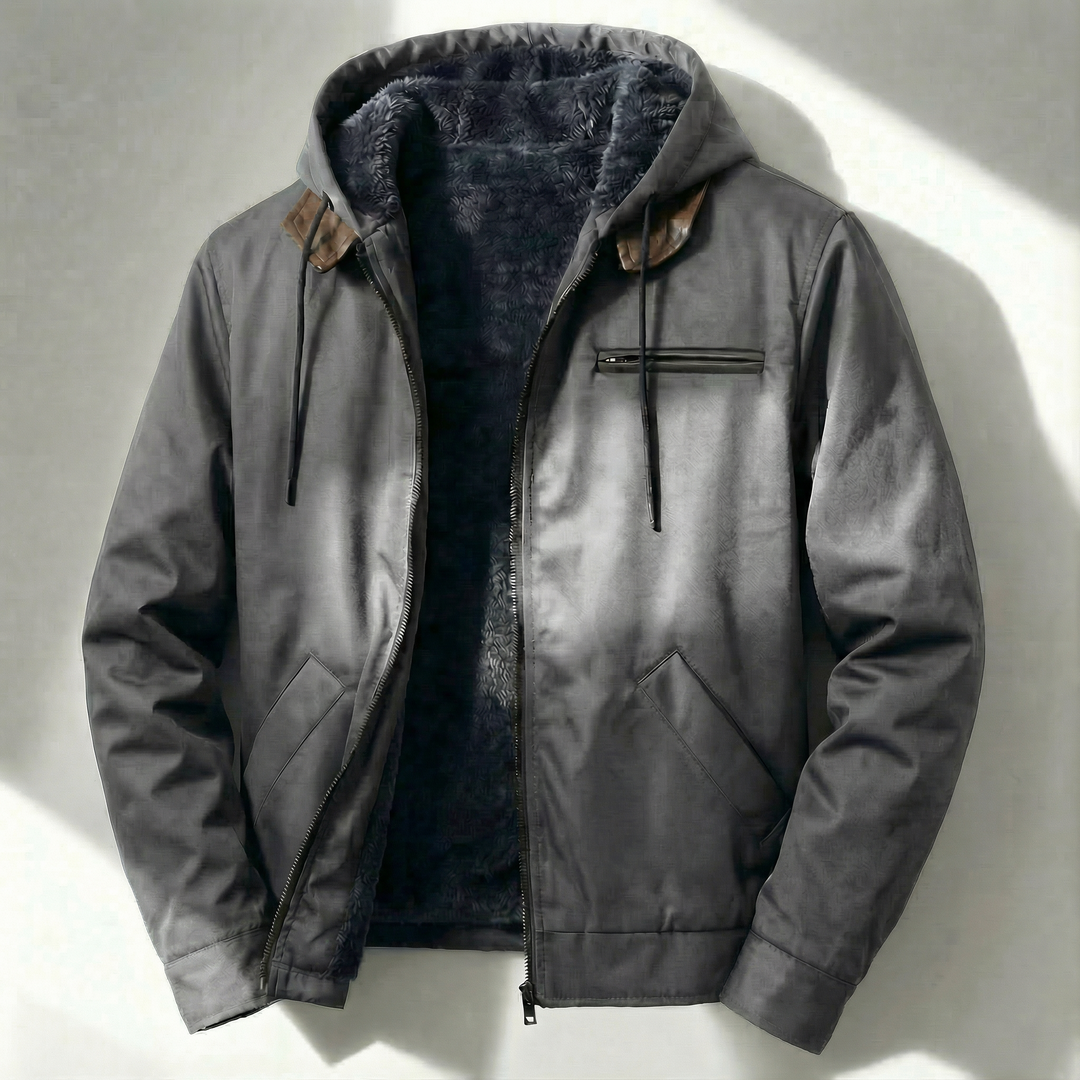 Men's Utility Windbreaker Jacket with Lining Gray
