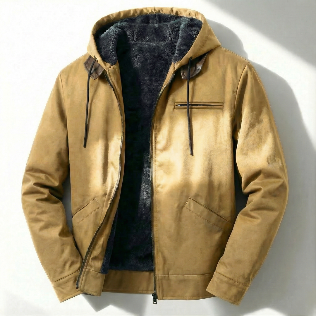 Men's Utility Windbreaker Jacket with Lining Gold