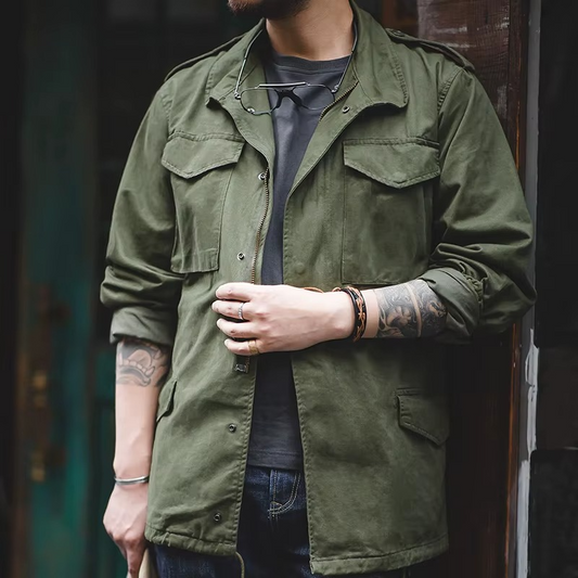 Men's Zip-up Black Jacket Winter Essential Outerwear Collection Green