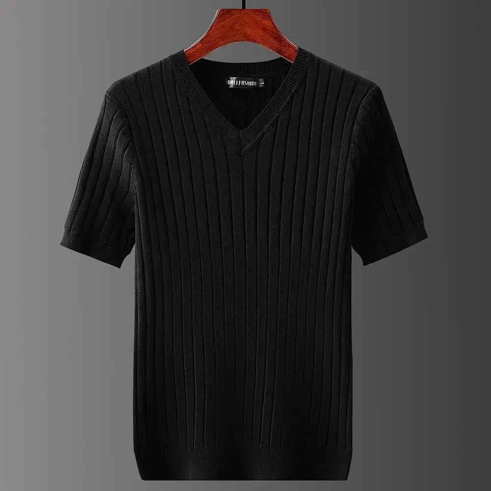 Men's V-Neck Tee - Stylish and Comfortable Top Black