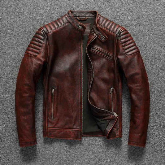 Men's Leather Tan Jacket Winter Essential Outerwear Collection Brown