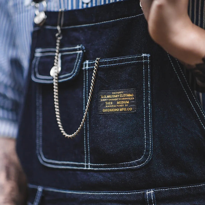 Men's Vintage-Inspired Indigo Denim Work Overalls