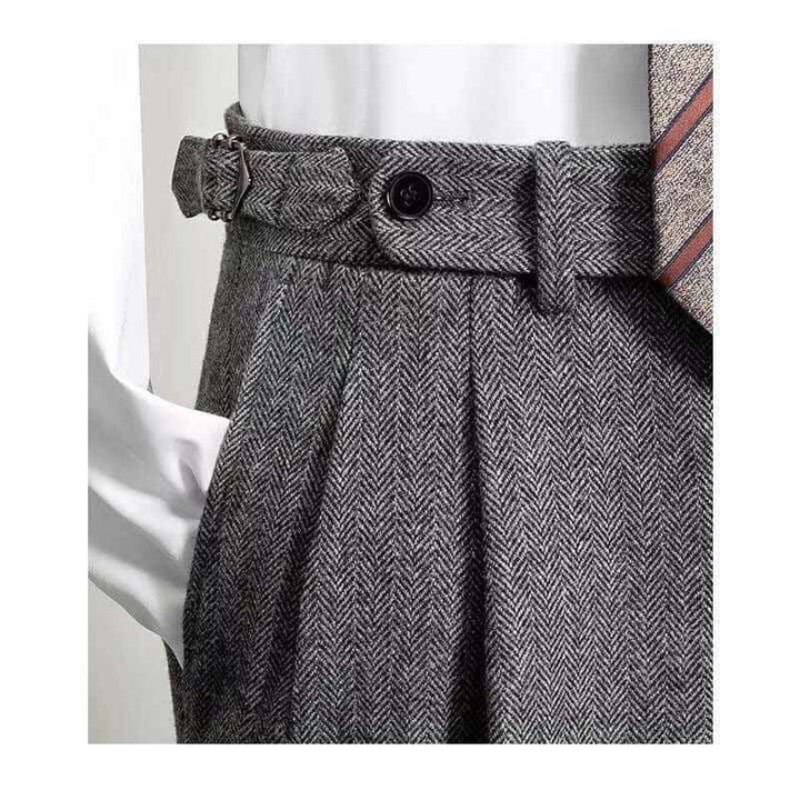 Men's Vintage-Inspired Tweed Pants for Comfortable Wear Dark gray