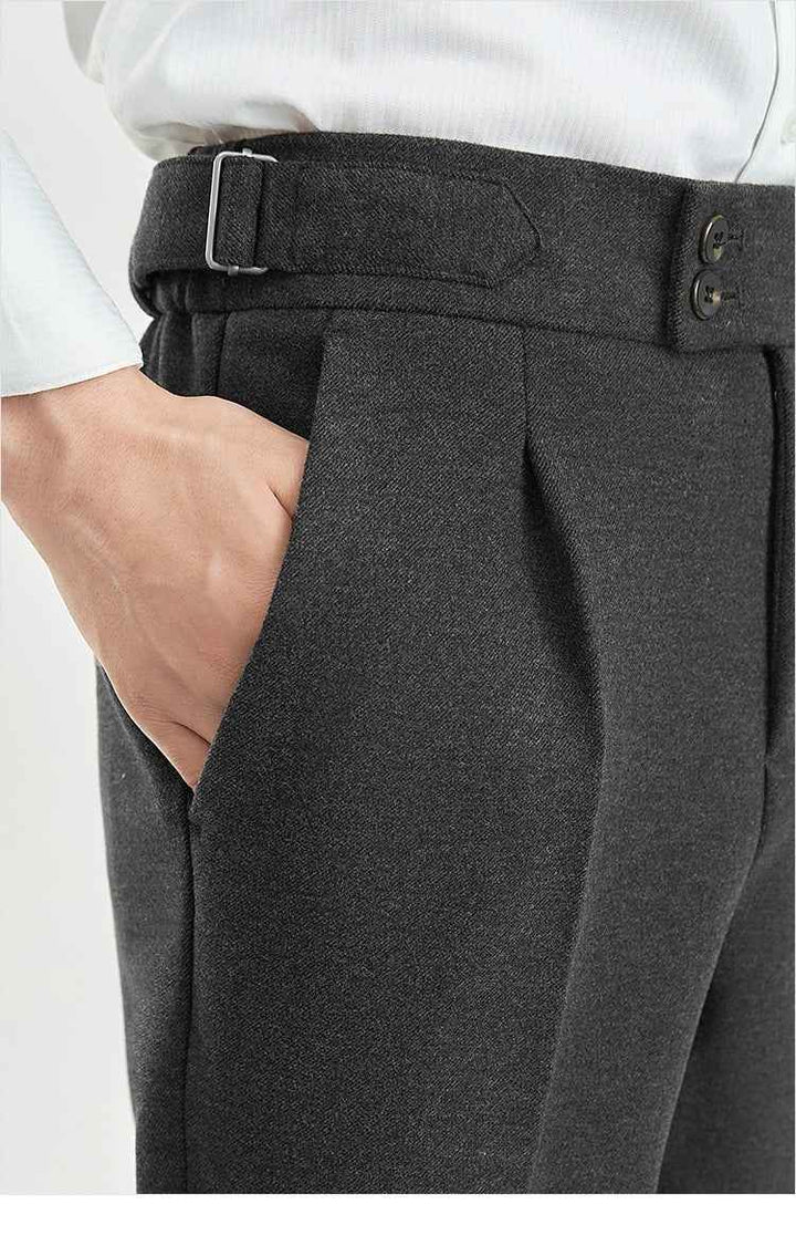 Men's Vintage-Inspired Tweed Pants for Comfortable Wear Gray wool fabric