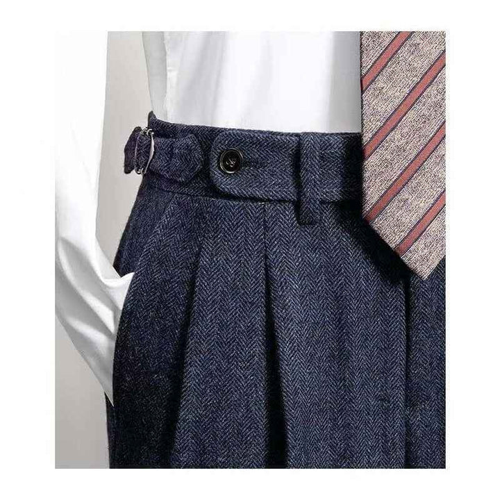 Men's Vintage-Inspired Tweed Pants for Comfortable Wear Blauw
