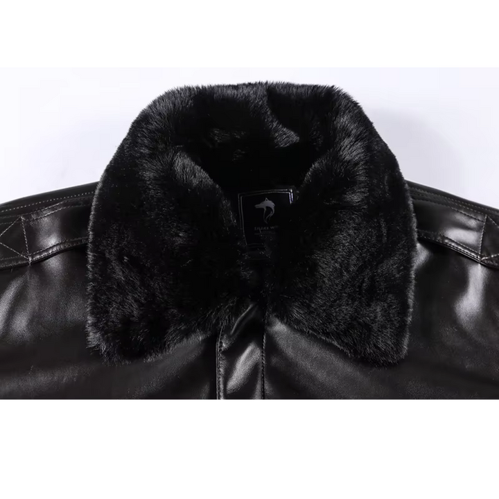 Men's Vintage Leather Jacket – Regular Fit with Ribbed Trims & Zip Closure