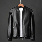 Men's Black Faux Leather Distressed Vintage Pocket Jacket Black