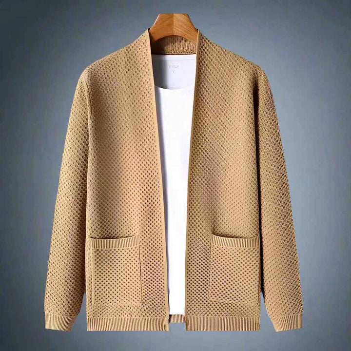 Men's Waffle-Knit Cardigan in Manchester Style