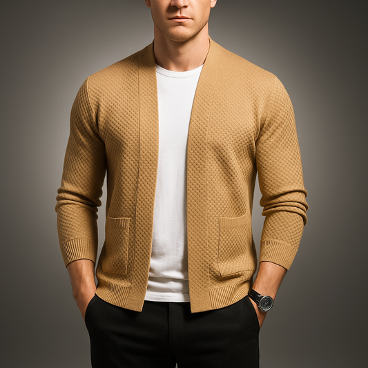 Men's Viscose Relaxed Fit Cardigan Winter Essential Knitwear Khaki