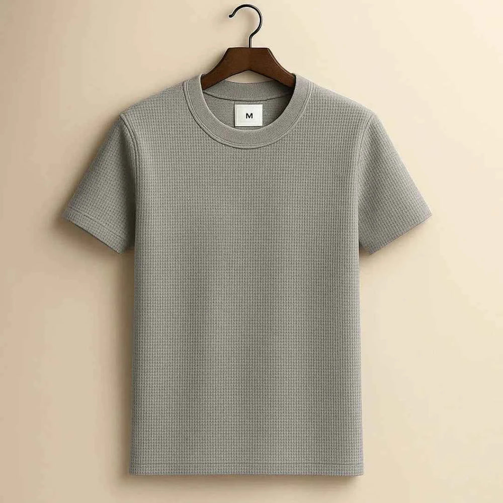 Men's Waffle-Knit Cotton Tee Gray