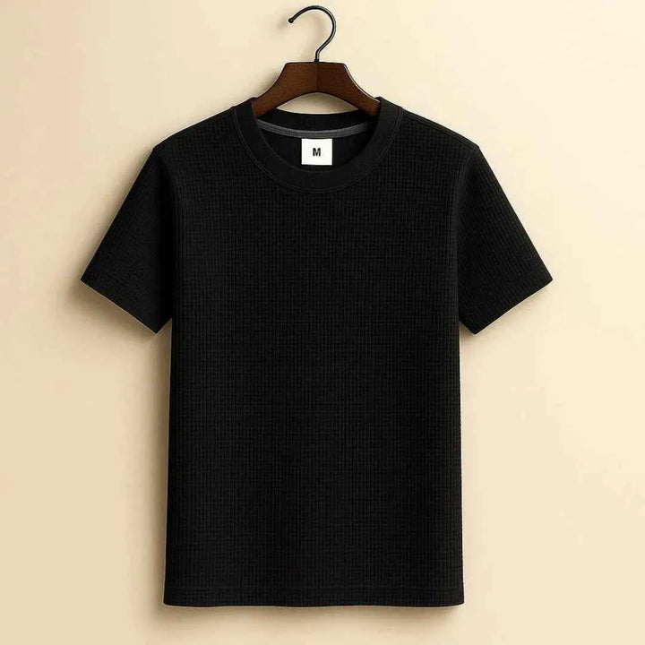Men's Waffle-Knit Cotton Tee Black