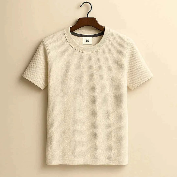 Men's Waffle-Knit Cotton Tee Beige
