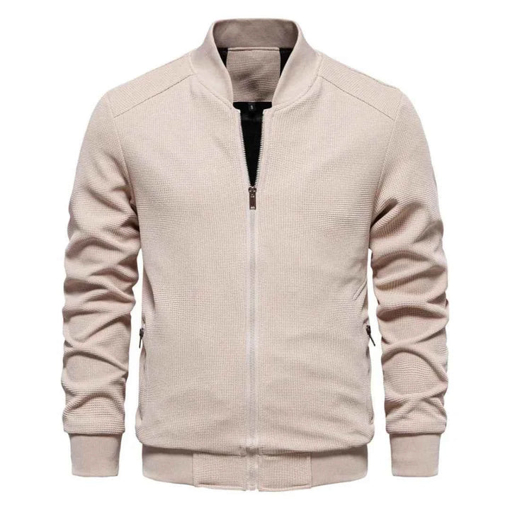 Men's Waffle-Knit Zip Jacket Beige