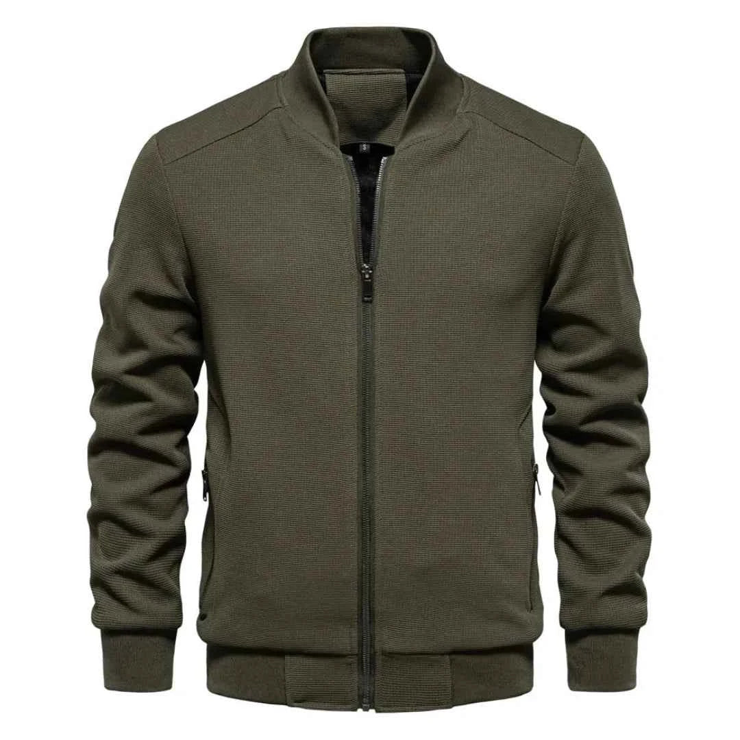 Men's Waffle-Knit Zip Jacket Green