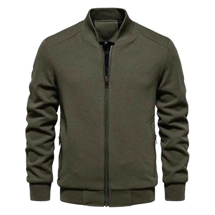 Men's Waffle-Knit Zip Jacket Green